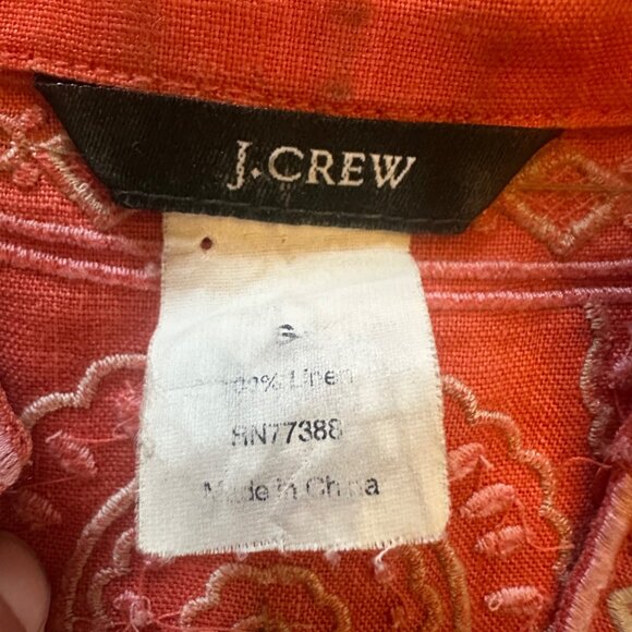 J.Crew Womens Red Embroidered Tunic Top With Hook Closures & Beaded Details - Picture 5 of 7